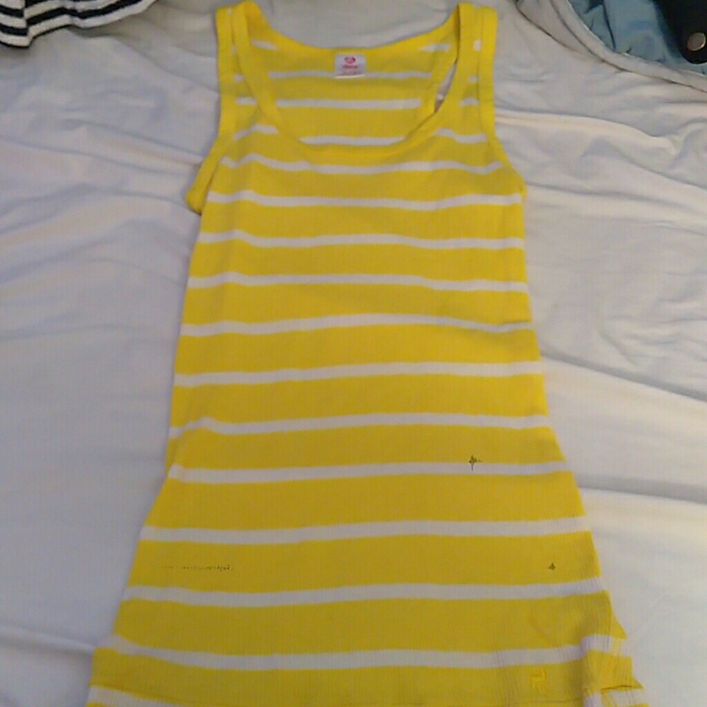 Yellow and white striped tank top by dear